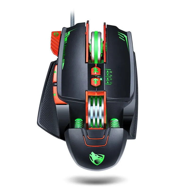 Thunder Wolf V9 wired gaming mouse in black or grey with 6 buttons and ergonomic shape