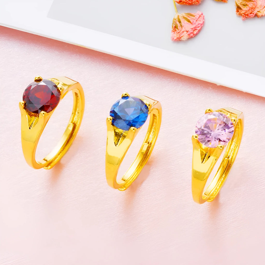 Women's adjustable copper ring in colour option with electroplated finish