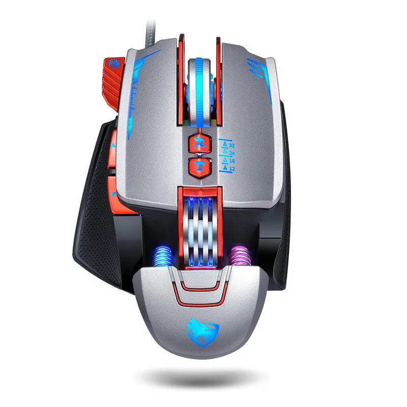 Thunder Wolf V9 wired gaming mouse in black or grey with 6 buttons and ergonomic shape