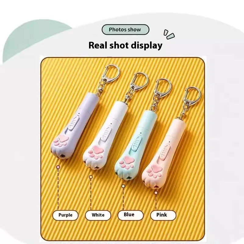 Funny cat pen light charging toy with self-hi relieving stuffy in pink, cream white, or sky blue colour options