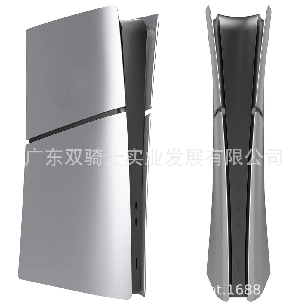 PS5 Slim replacement protective shell in ABS plastic showing colour options including blue, silver, black, red and white.