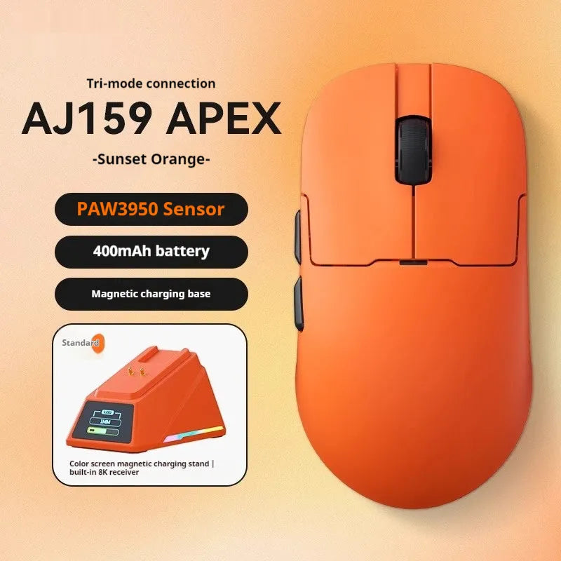 PAW3395 PAW3950 triple mode gaming mouse in compact design with Teflon feet