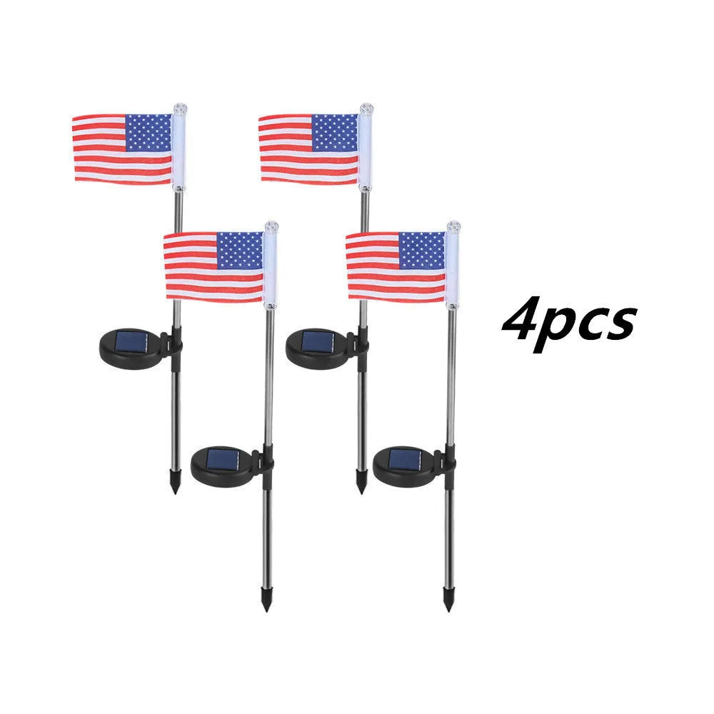 Solar garden flag light with stainless steel pole and British flag design