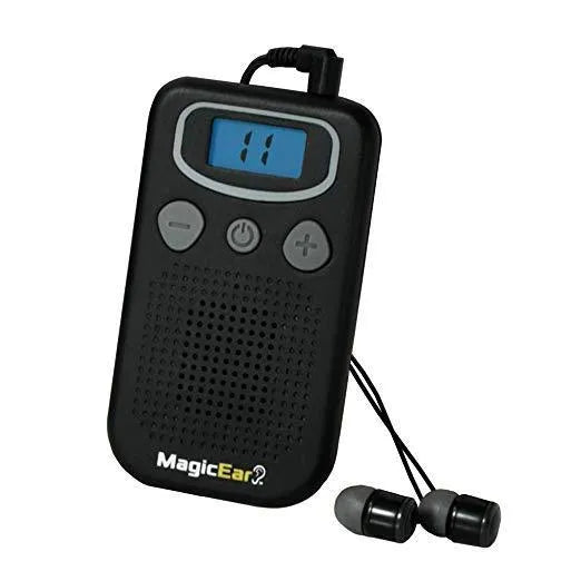 Digital display handheld hearing aid booster sound amplifier in brilliant colour.