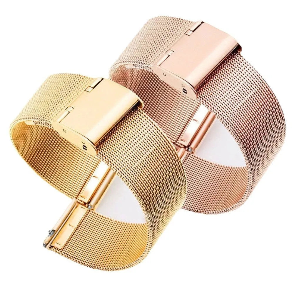 Milani silk woven stainless steel watch band in silver, black, rose gold and gold colour options