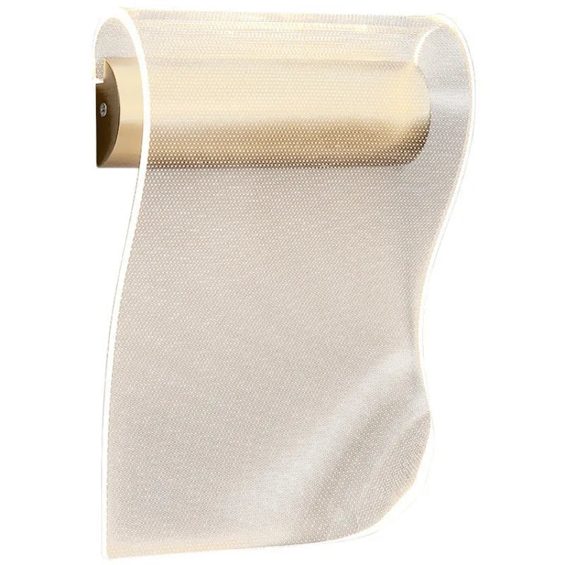 Modern wall lamp with acrylic shade in left bend orientation for bedside or living room