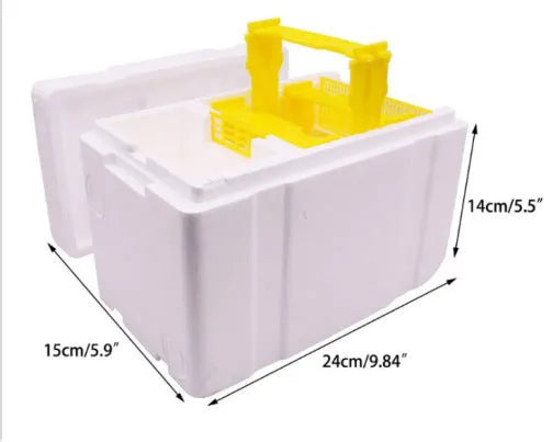 Three white foam mini delivery boxes for beehive transport and bee breeding operations