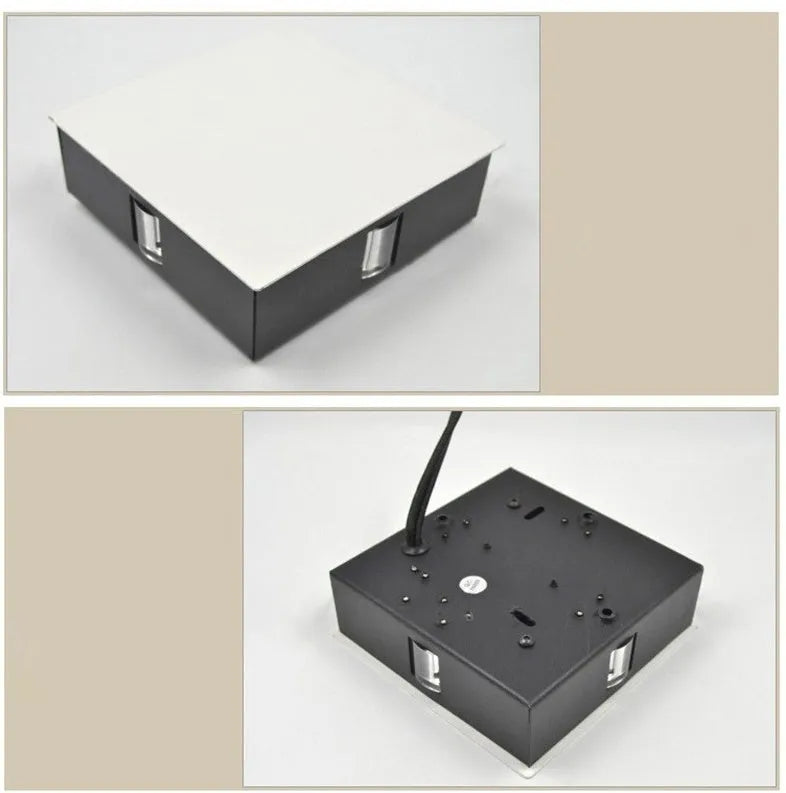 Modern square and round LED wall light with iron shade and aluminium frame