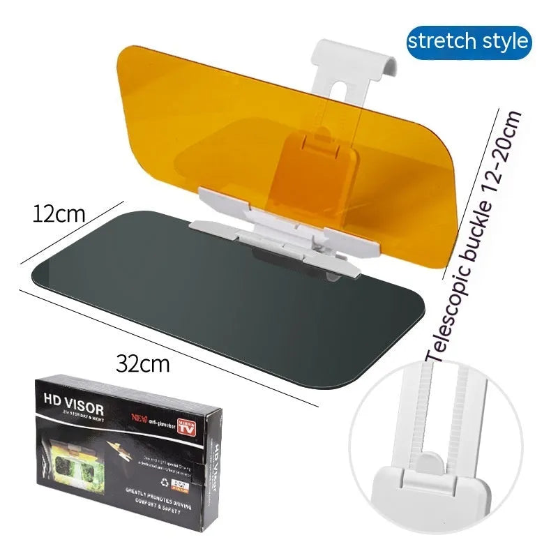 Anti-high beam goggles and dual-use car sun visor with telescopic adjustment mechanism