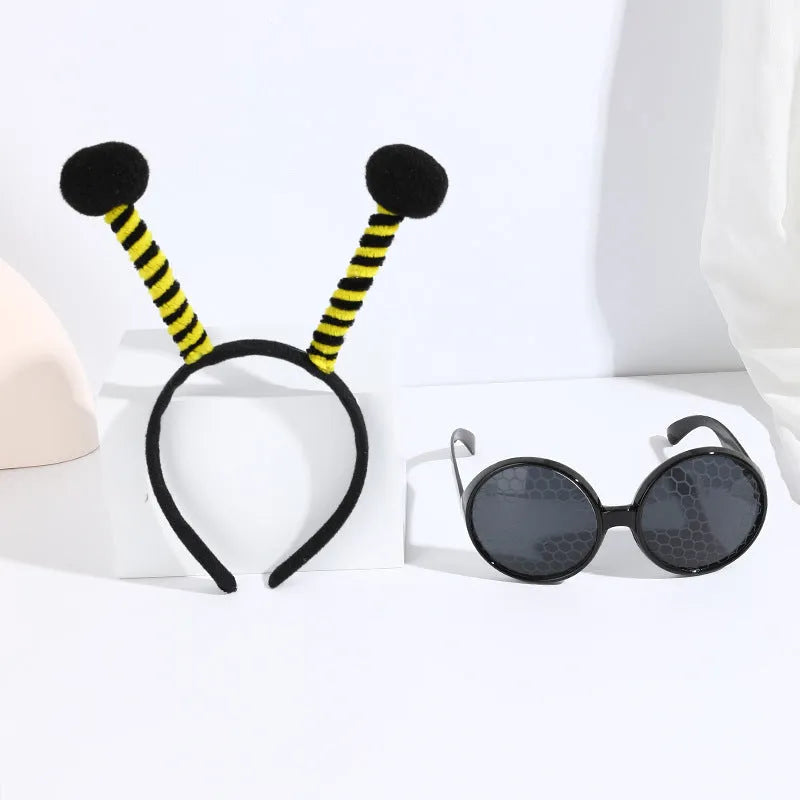 Yellow bee costume headband and glasses set for children's dress up and parties
