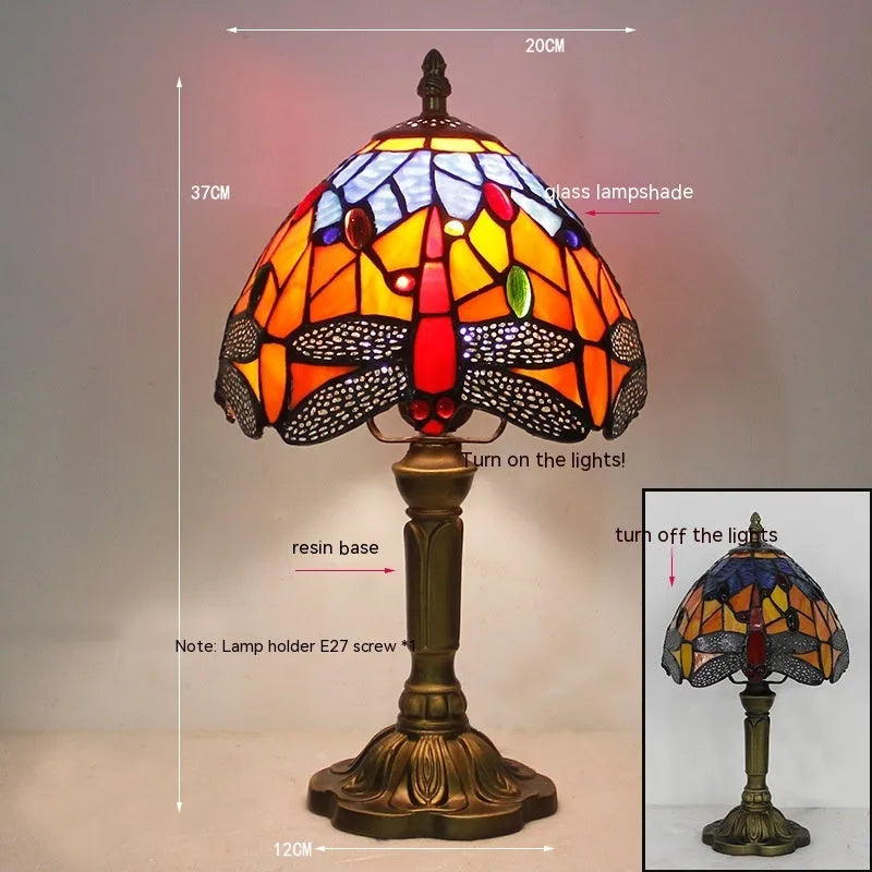 Tiffany dragonfly stone table lamp in European retro style with multiple size options