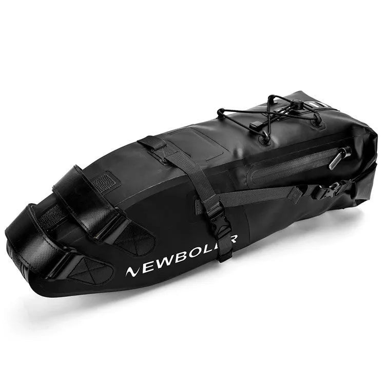 Waterproof bicycle tail bag with 13L capacity in yellow, black, or green PVC construction