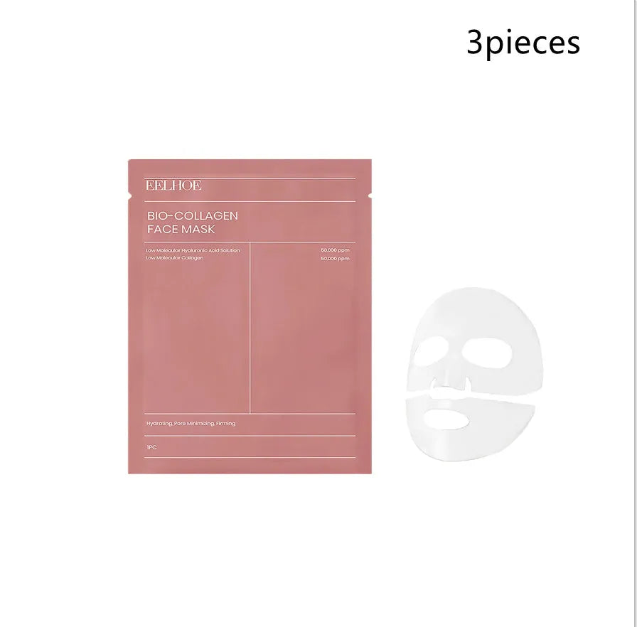 Collagen facial mask gel sheet top and bottom sections 21.5x12cm and 21.5x7.5cm with hyaluronic acid aloe and lemon extract