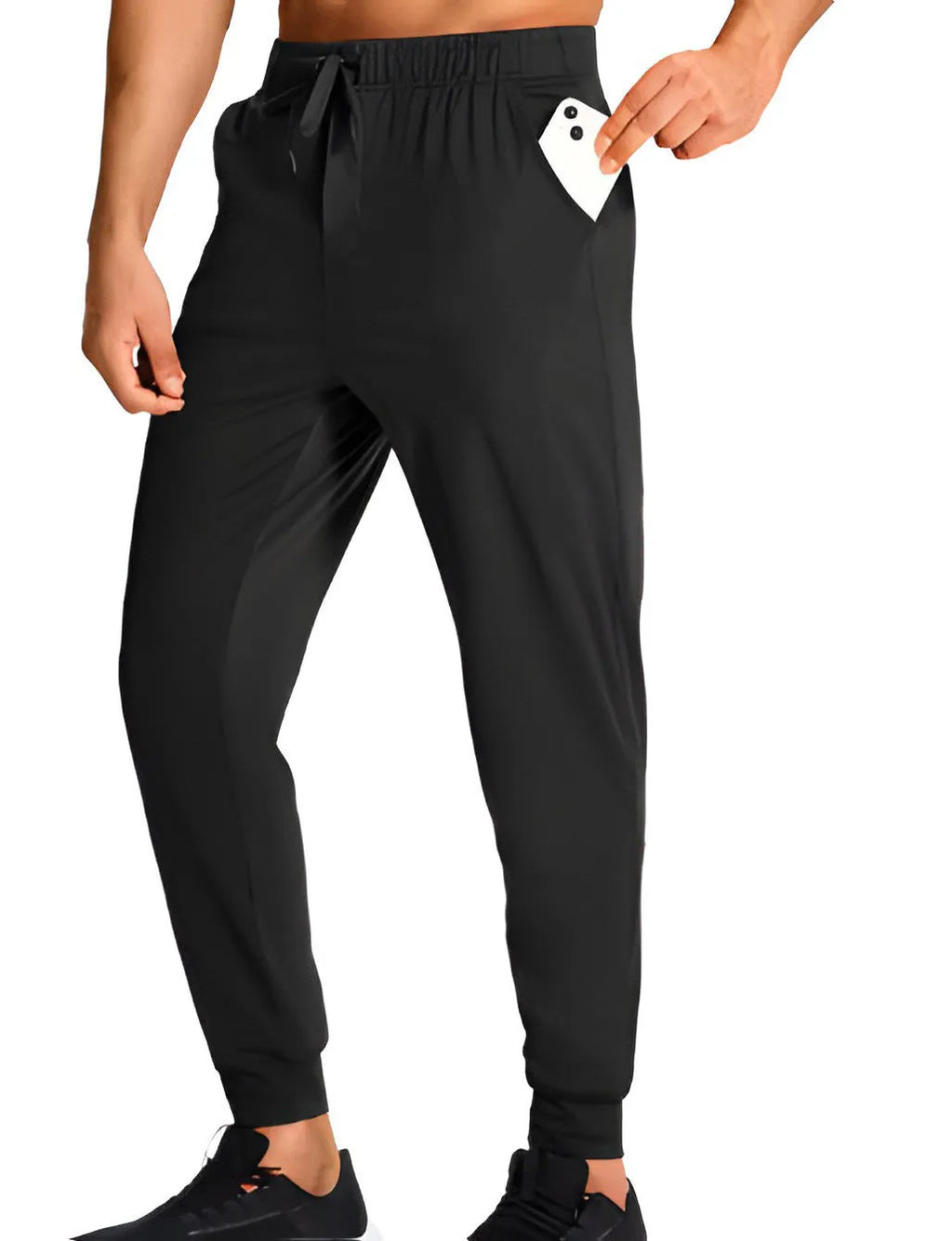 Men's loose fit polyester casual trousers in solid colour with size range from XS to 4XL