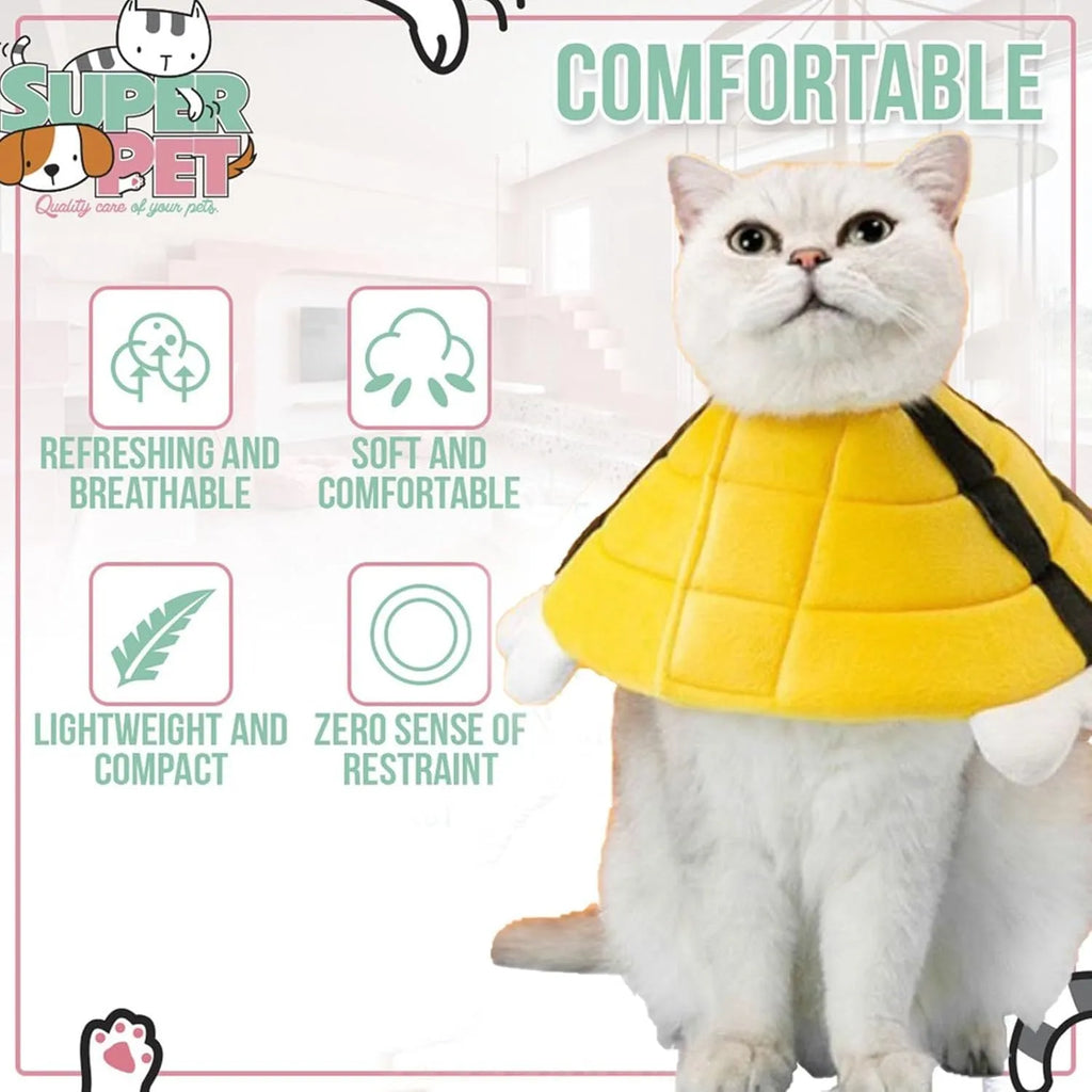 Soft bee design cat recovery cone collar with Velcro closure in four sizes