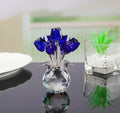 Geometric K9 crystal rose glass decoration in Chinese style with wire drawing manufacturing