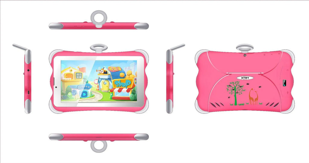 7-inch children's learning tablet in cartoon colours with stand and 3G calling