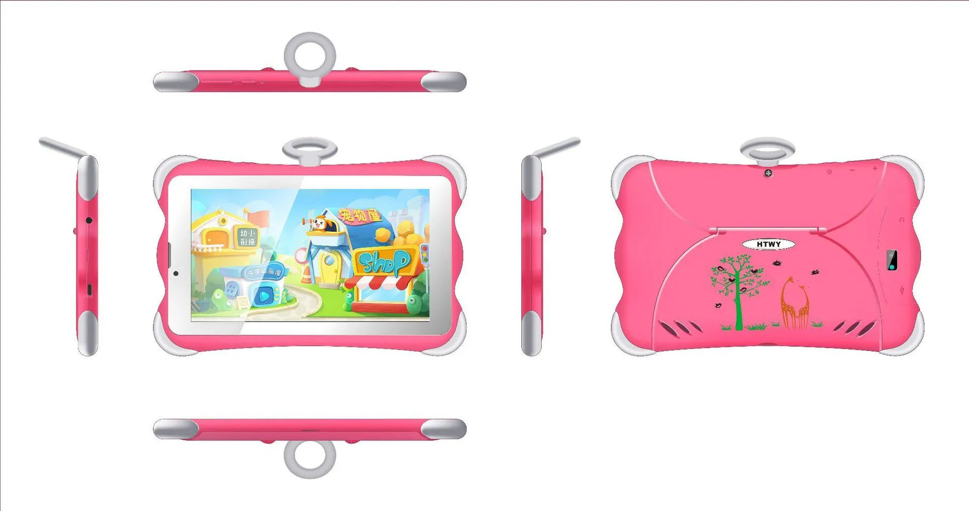 7-inch children's learning tablet in cartoon colours with stand and 3G calling