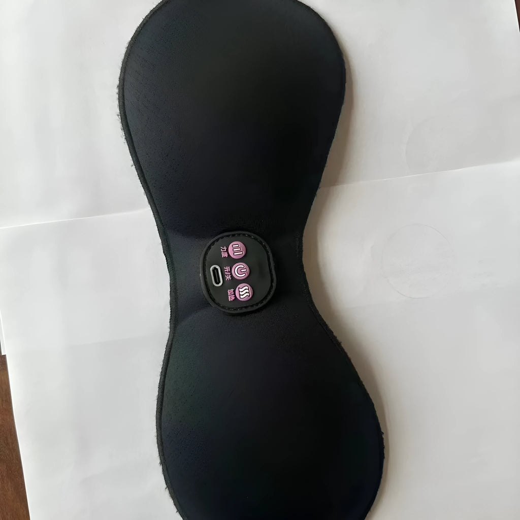 Black electric massage chest stickers with a 3-keys English control panel for vibration therapy.