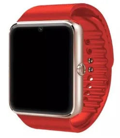 Black smart watch with a round 1.54-inch touchscreen on a silicone strap