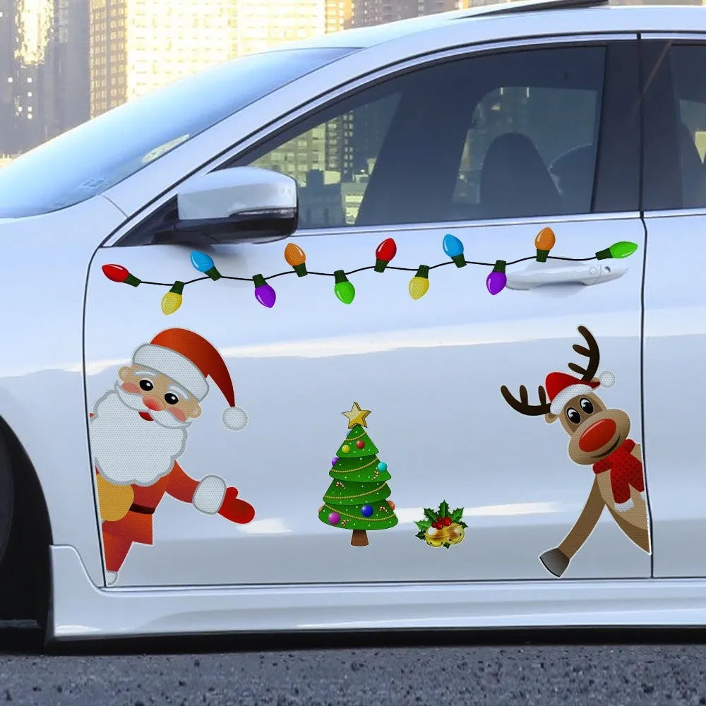 Christmas elk reflective magnetic car decoration sticker in medium size with cartoon design