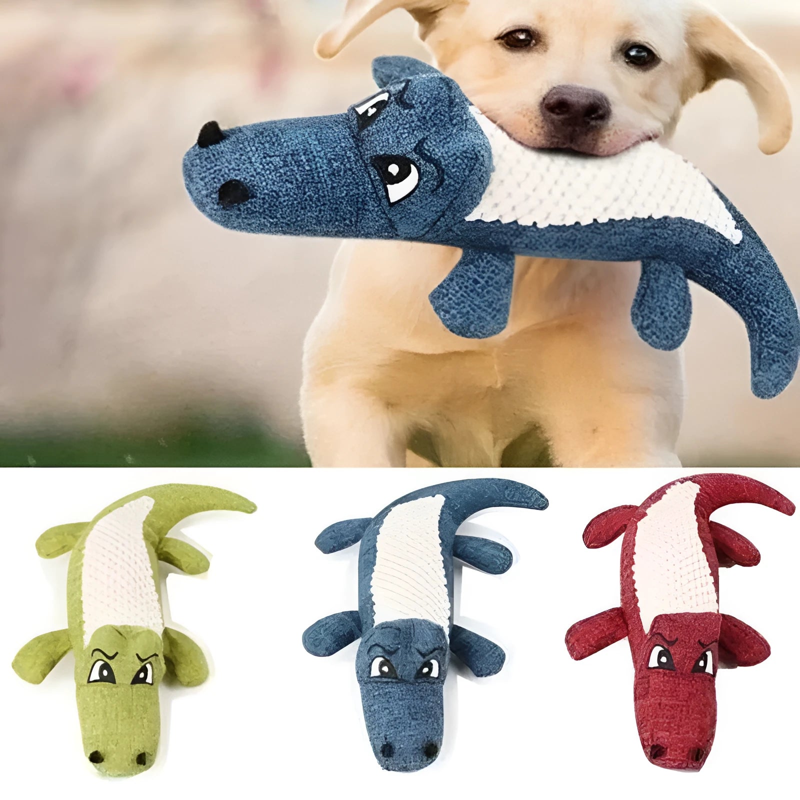 Blue, green and red corn on the cob plush toys for cats and dogs with crinkle sound.
