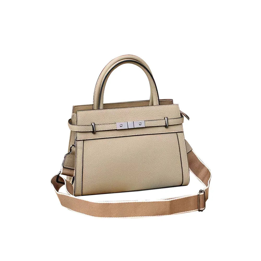 Small square genuine leather shoulder bag in horizontal design with multiple internal pockets