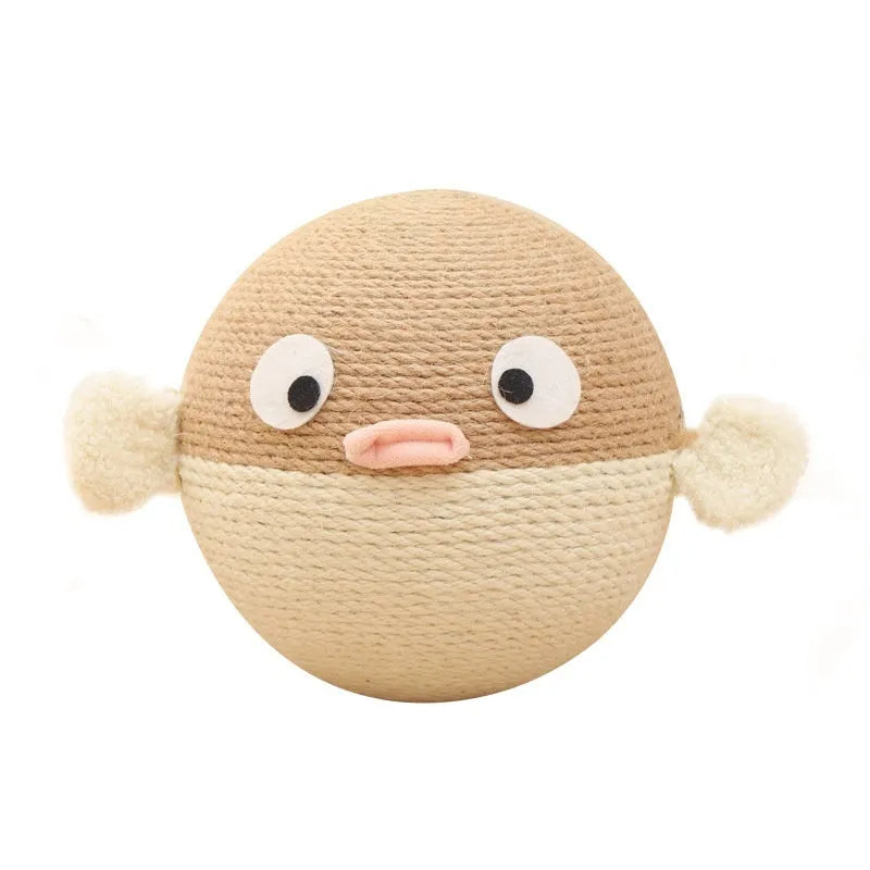Sisal hemp puffer leakage pet feeder cube puzzle toy for cats and dogs, 15cm size