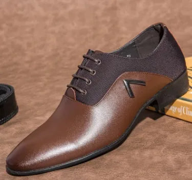 Men's black Oxford shoe with artificial PU upper and rubber sole, business casual style.