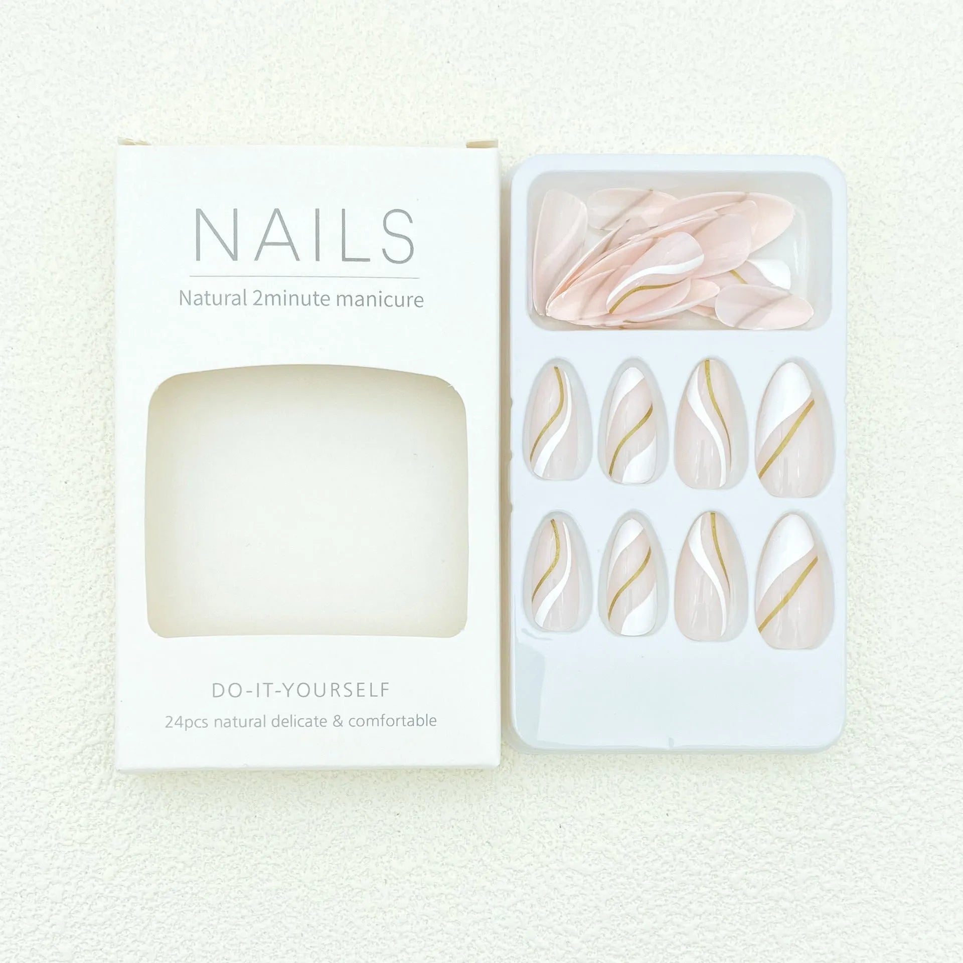 Wearable nail stickers with plaid pattern in jelly glue colour, medium drop shape