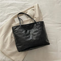 French retro PU embossed hand-carrying shoulder bag black horizontal square double straps