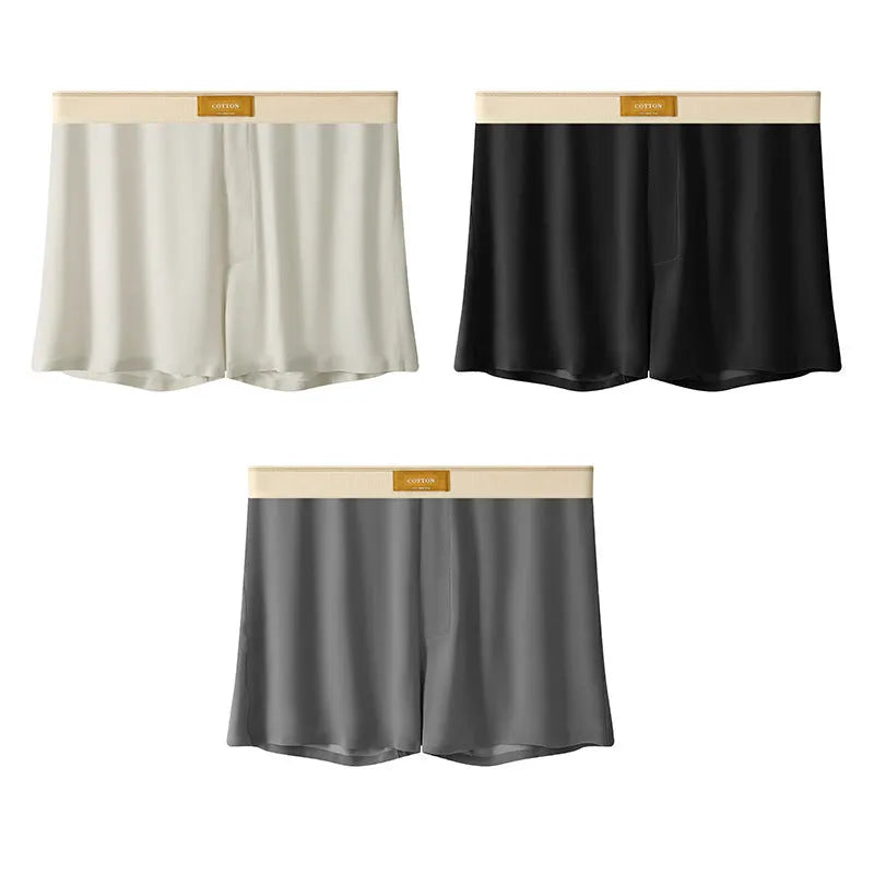 Men's solid colour loose fit ice silk underwear in 3-pack