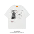 Men's black retro style pure cotton t-shirt with letter printing and loose fit