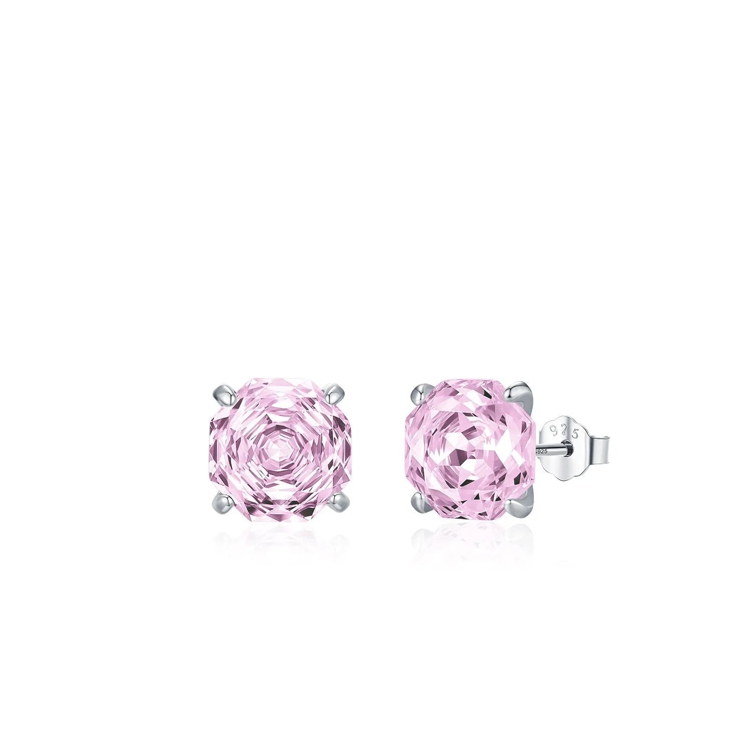 S925 sterling silver roses stud earrings in 6mm and 8mm sizes with flower shape design