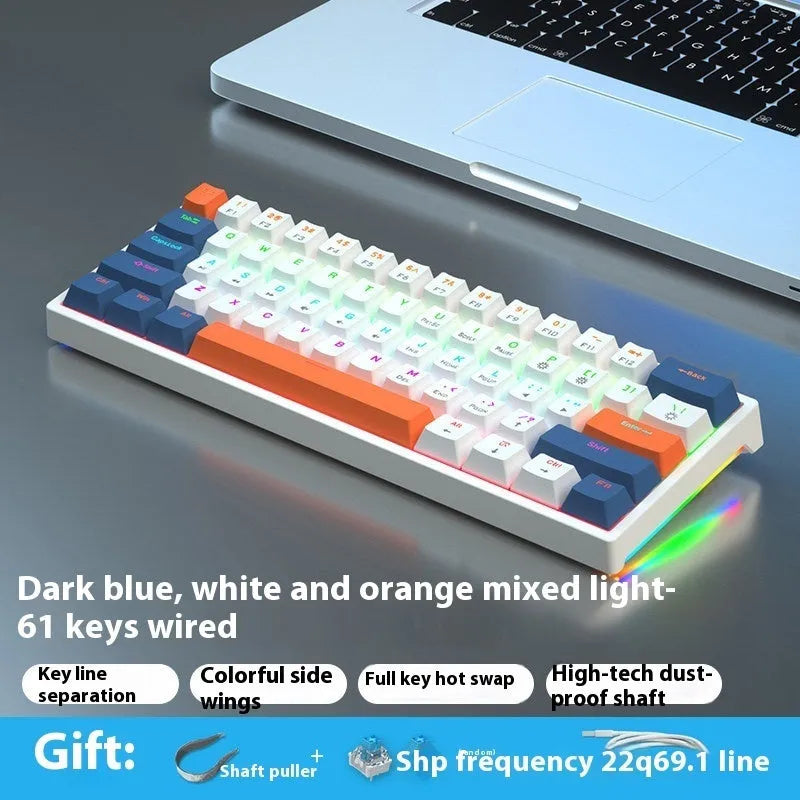 61-key compact mechanical keyboard with hot-swappable Gateron switches and wired USB connection