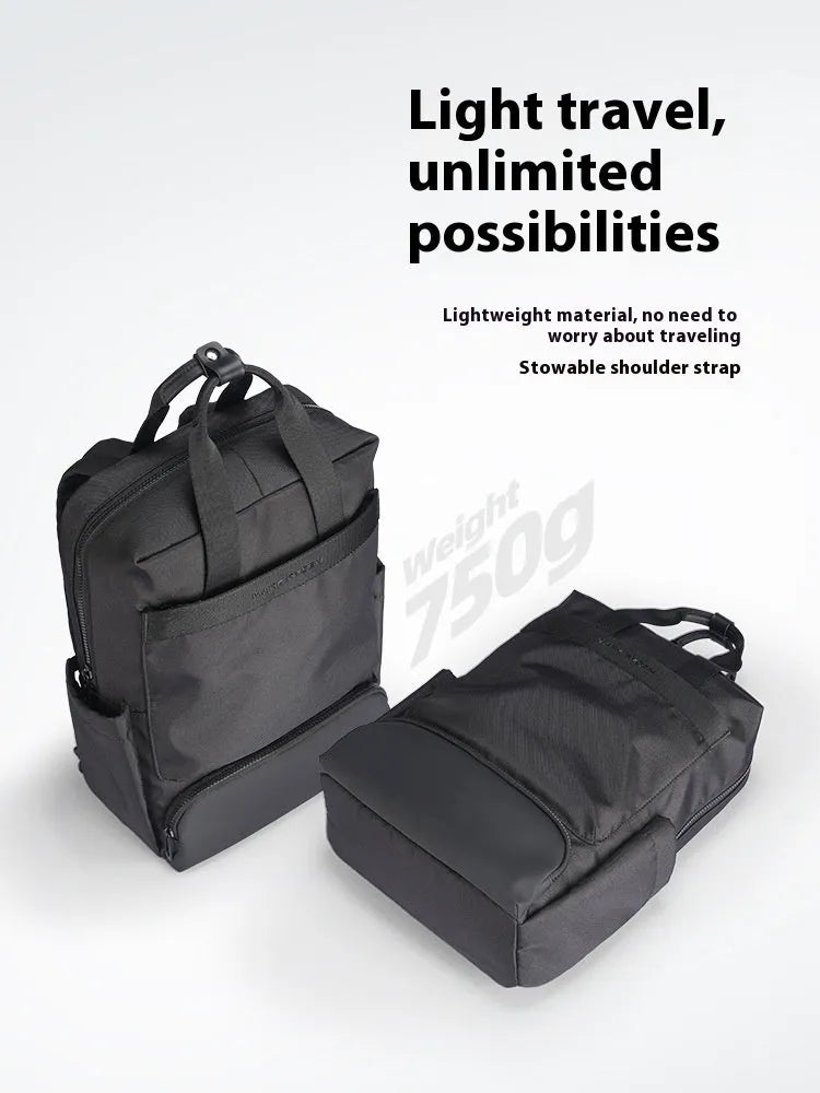 Black Oxford cloth computer backpack with 20-35L capacity for laptops and tablets