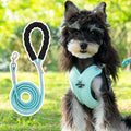 Adjustable polyester pet vest harness with hand holding rope in blue, green, pink or yellow colours