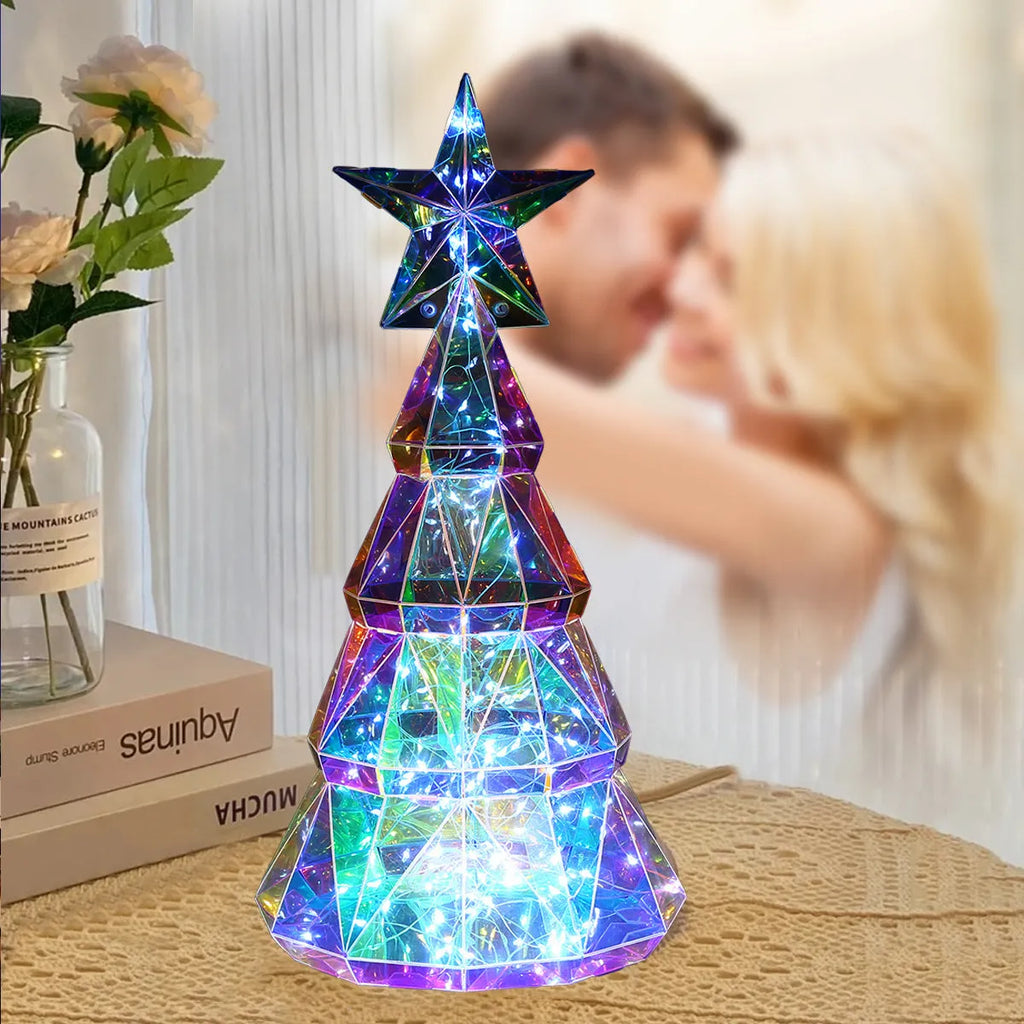 Colourful Christmas tree luminous decoration with cartoon styling measuring 20cm high
