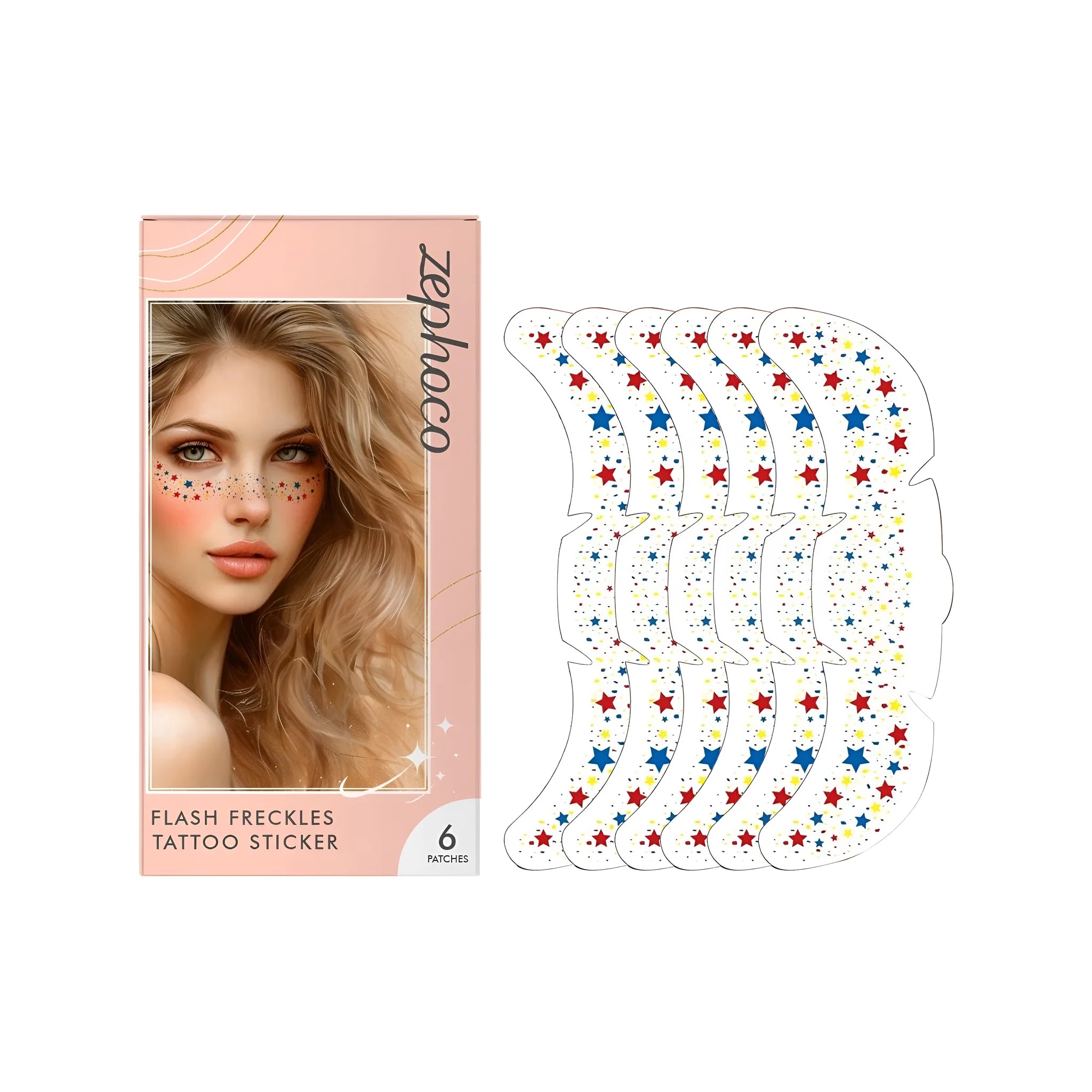 Sparkling Freckle Tattoo Patch 6 pack semi-permanent face body freckles with aloe vera and iron oxide colour