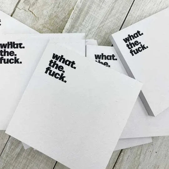 Set of funny sticky notes with humorous printed phrases, 7.5cm square, 50 pages per book