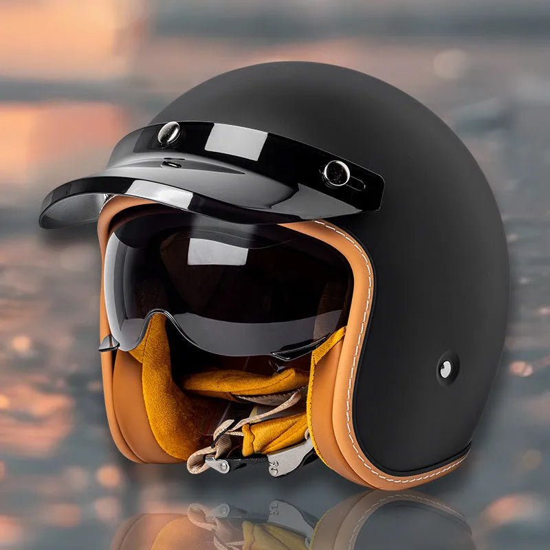 Retro-style half helmet for electric bike riding in ABS plastic, shown in a classic colour option.