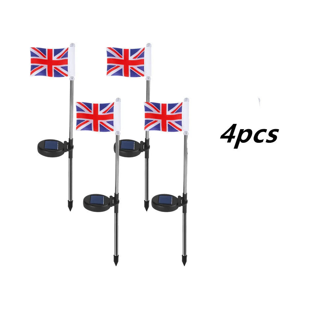 Solar garden flag light with stainless steel pole and British flag design