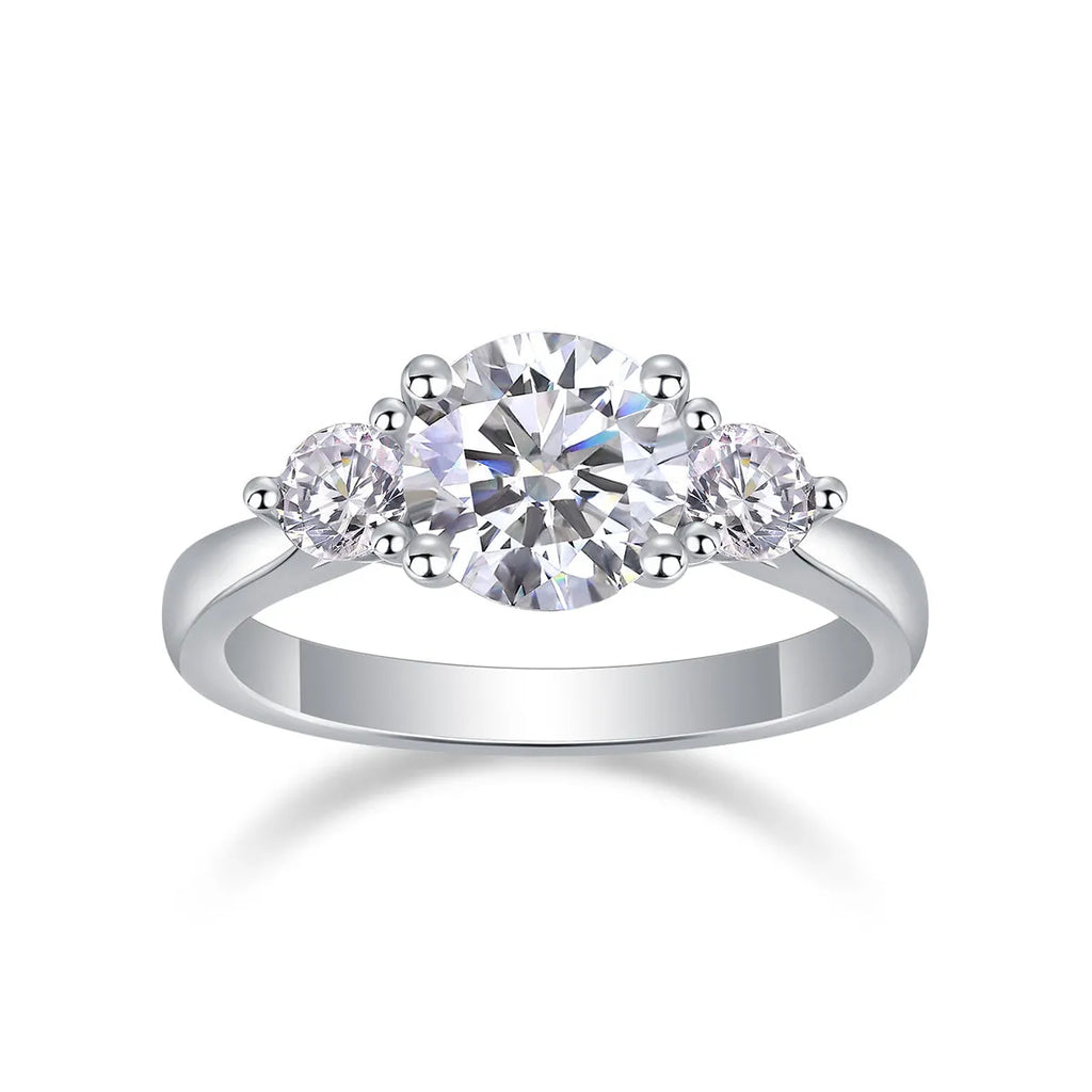 Three Reincarnations wedding ring set with 2-carat moissanite centre stone S925 silver gold-plated in gift box