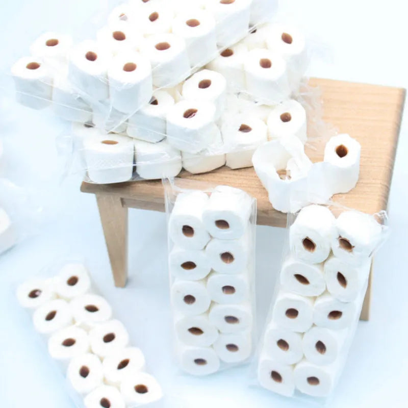Simulated brown paper tissue roll model measuring 30x15x80mm for doll house bathroom accessories