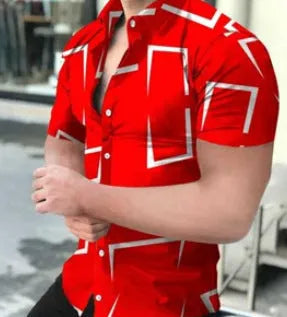 Men's slim fit short sleeve shirt with 3D printed floral pattern in multiple colour options