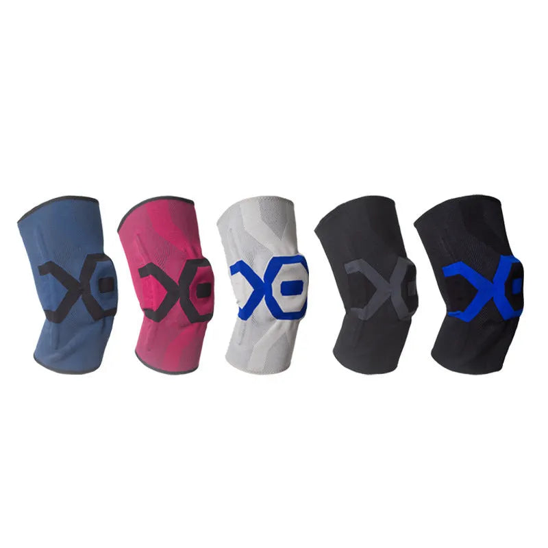 A pair of men's silicone knee pads for sports protection shown in a two-tone colour.