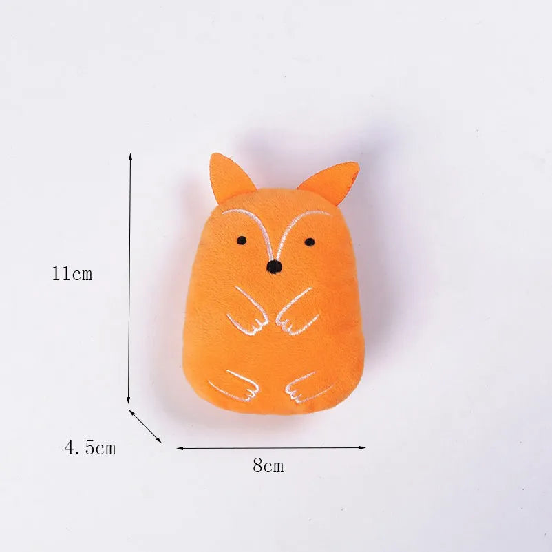 Compact plush catnip toy for teeth grinding and chewing, shown in one of six colour options