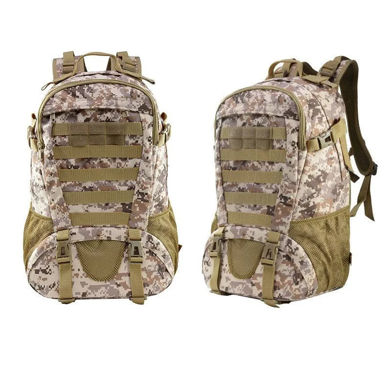 Oxford cloth mountaineering backpack in camouflage pattern with air pillow belt system for outdoor sports