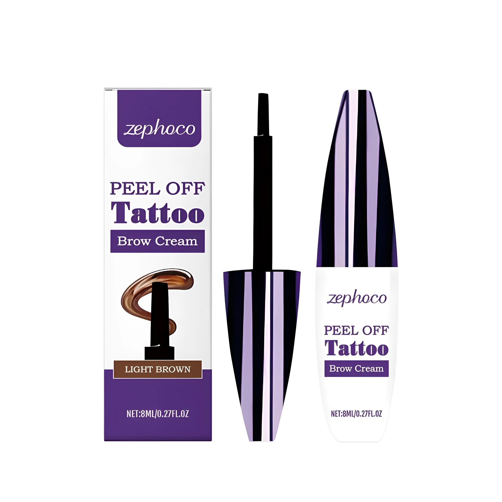 Tearable liquid eyebrow pencil in black, brown, and light brown shades for brow definition.