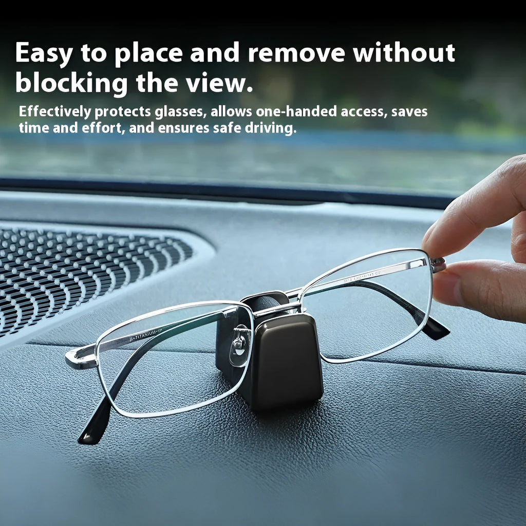 Zinc alloy and leather sunglasses clip for car dashboard storage in four colour options.
